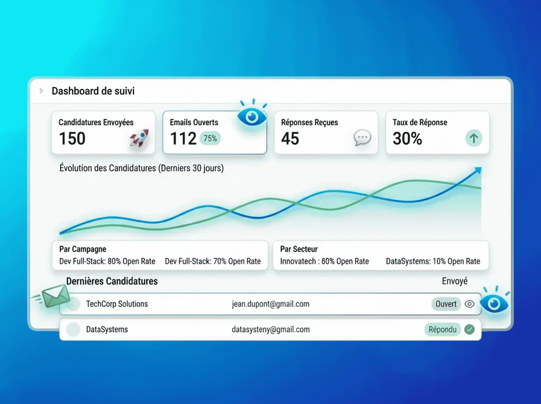 Dashboard tracking sent applications — Jobea